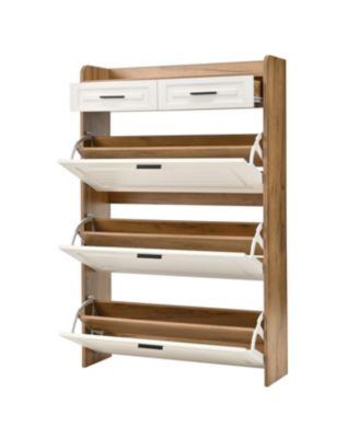 Two Drawers, Three-Fold Doors, Large Storage Shoe Cabinet
