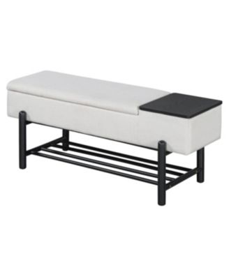 Streamdale Farmhouse Upholstered Storage Bench with Hidden Compartment (Black