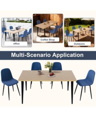 63-inch Farmhouse Industrial Dining Table Set with 4 Blue Chairs