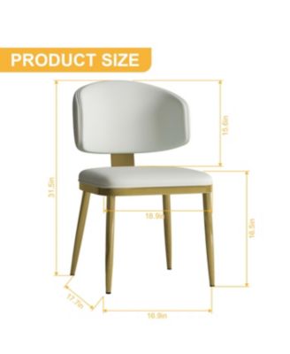 Streamdale Dining Chairs Set of 2, Modern PU Leather Metal Dining Chairs - White