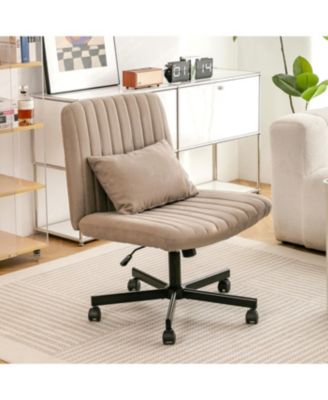 Criss Cross Linen Office Chair - Adjustable, Armless, for Home & More