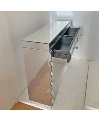  Silver Mirror Console Table with 2 Drawers