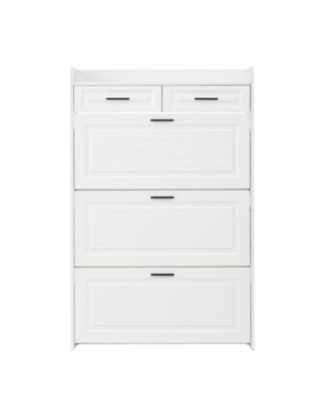 Streamdale Two drawers, three-fold doors, large storage shoe cabinet, white