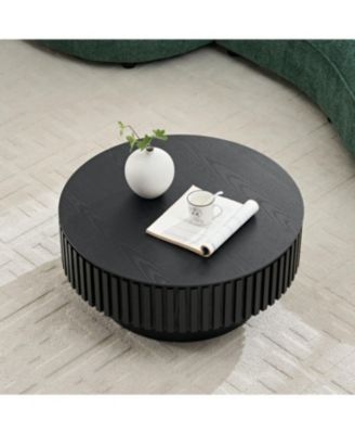 Streamdale 31.49" Nesting Round Wood Coffee Table with Storage - Black