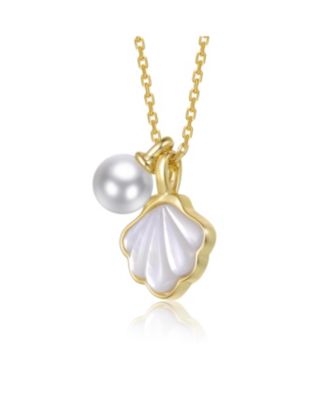 14K Gold Plated with Mother Of Pearl & Shell Pendant Necklace For Kids