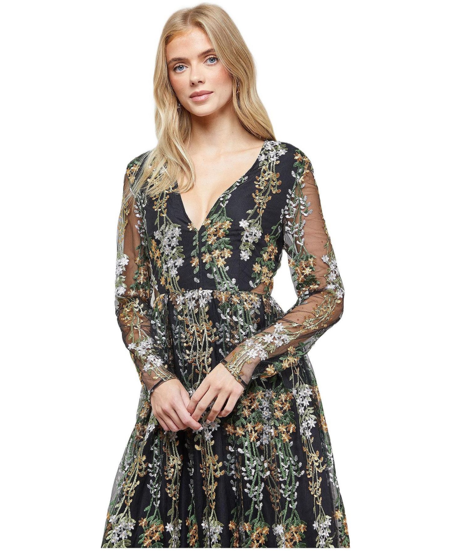 Женское платье Oasis Open Back Long Sleeve Midi, цвет: Разноцветный — фото 4
