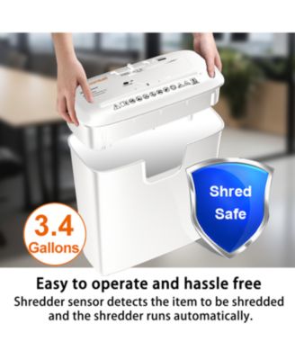 8-Sheet Strip-Cut Shredder, High Security, Shreds CD/Credit Card, 3.4 Gal Bin, Overheat Protection, Low Noise, Ideal for Home Office, White