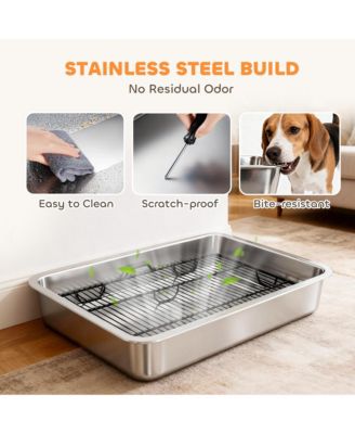 Dog Potty Tray Stainless Steel, Dog Training Tray, 28" x 20" x 4"