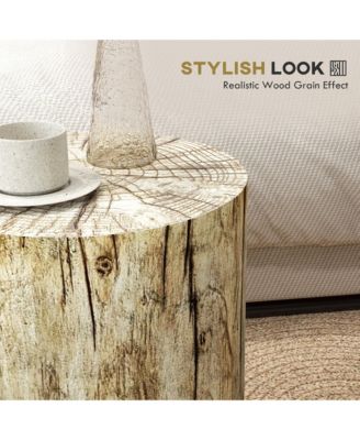 Tree Stump Stool, Concrete Side Table with Wood Grain Finish