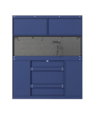  Freestanding 63" W Buffet with Hutch, Coffee Bar Storage Cabinet, Blue