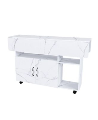  Multi-Functional Folding Table with Storage Shelves and Wheels