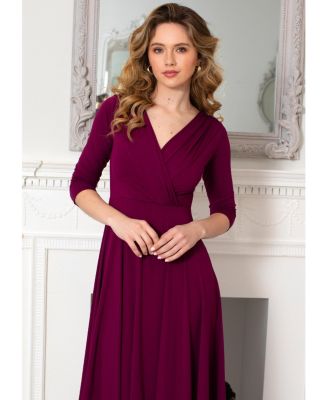Women's Annie V-Neck 3/4 Sleeve Midi Dress