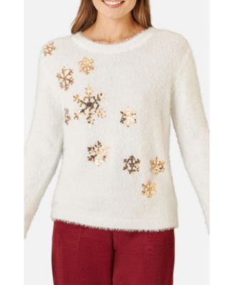Women's Sequin Snowflake Fluffy Sweater