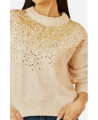 Women's Relaxed Knitted Sequin Sweater