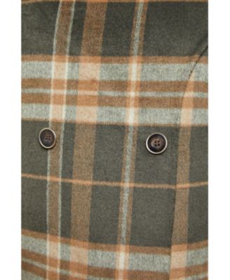 Women's Check Scarf Longline Jacket Coat