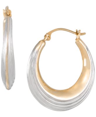 Macy's - Two-Tone Hoop Earrings in 14K Yellow Gold Over Sterling Silver