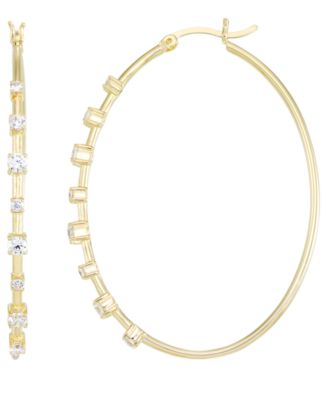 Macy's - Cubic Zirconia (2 ct. t.w.) Hoop Earrings in 14K Yellow Gold Over Sterling Silver