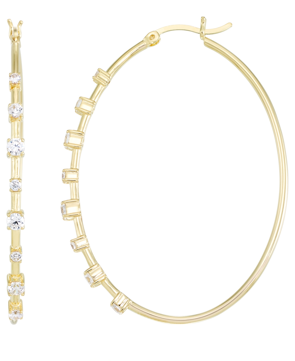 Macy's Cubic Zirconia (2 ct. t.w.) Hoop Earrings in 14K Yellow Gold Over Sterling Silver