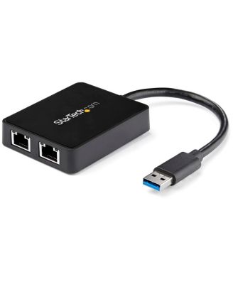 StarTech USB 3.0 to Dual Port Gigabit Ethernet NIC Adapter with USB Port