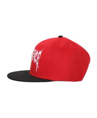 Men's Mask Rubber Badge Red Flat Bill Baseball Cap