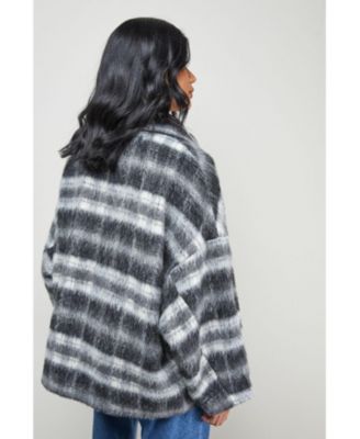 Women's Check Oversized Short Car Coat