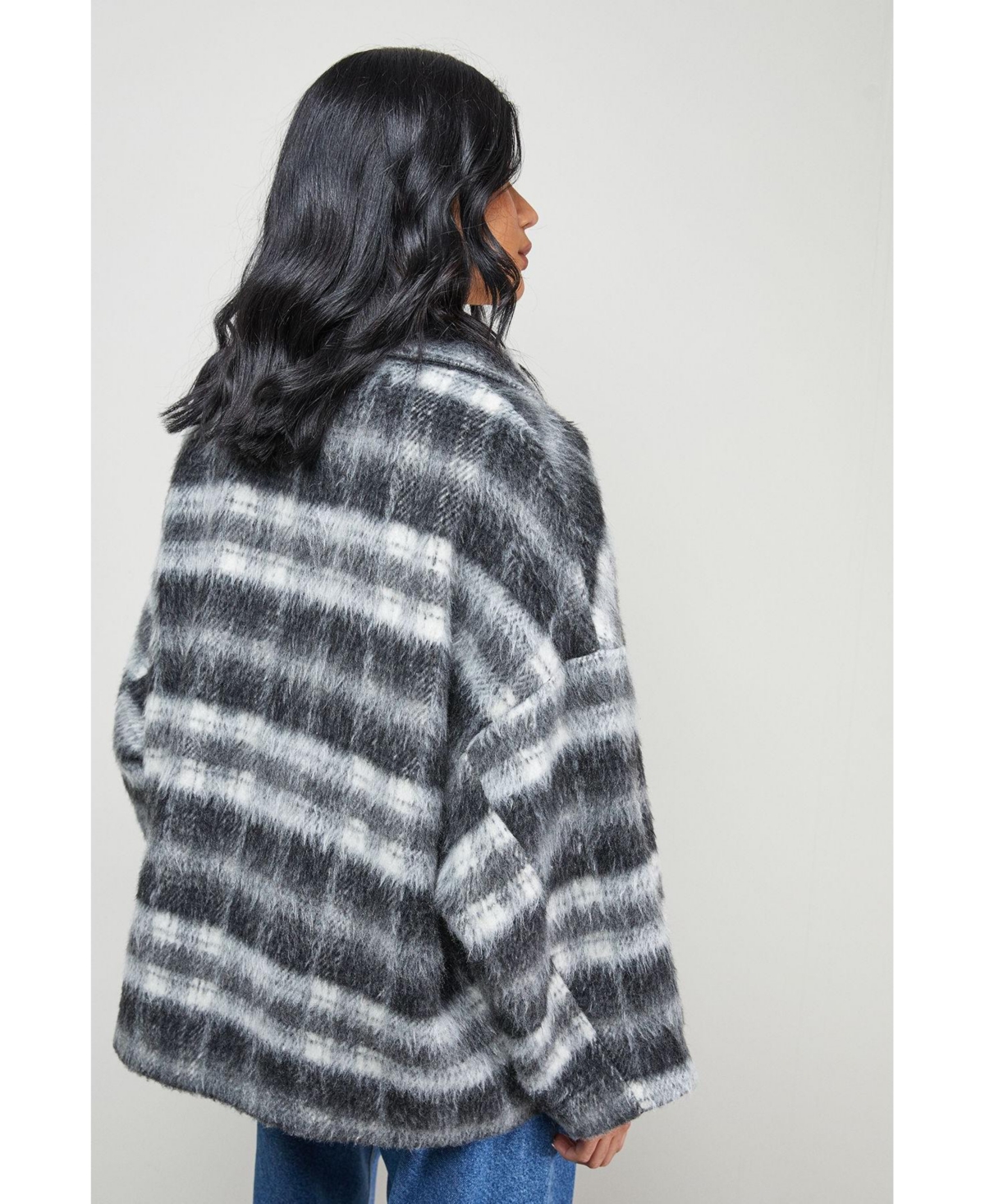 Warehouse Women's Check Oversized Short Car Coat