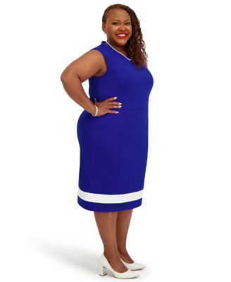 Seam Women's Crewneck Stripe Detail Sheath Dress