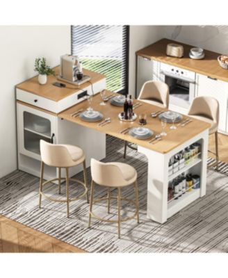 59.5" Extendable Kitchen Island with Dining Table & Storage