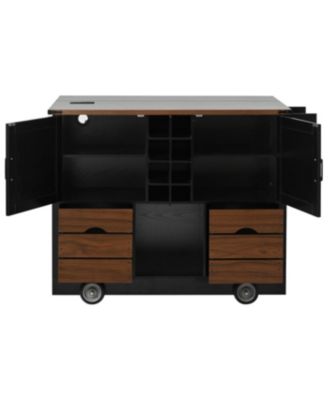 Farmhouse Kitchen Island with Drop Leaf and Power Outlet