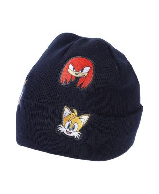 Men's Printed Character Patches Navy Cuff Beanie