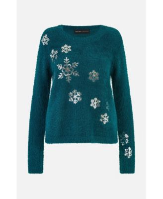 Women's Sequin Snowflake Fluffy Sweater