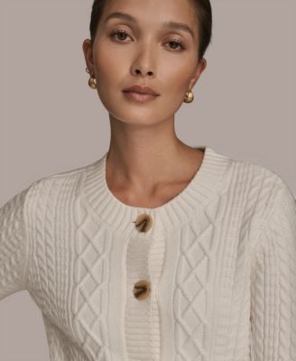 Women's Long-Sleeve Crewneck Cardigan Sweater