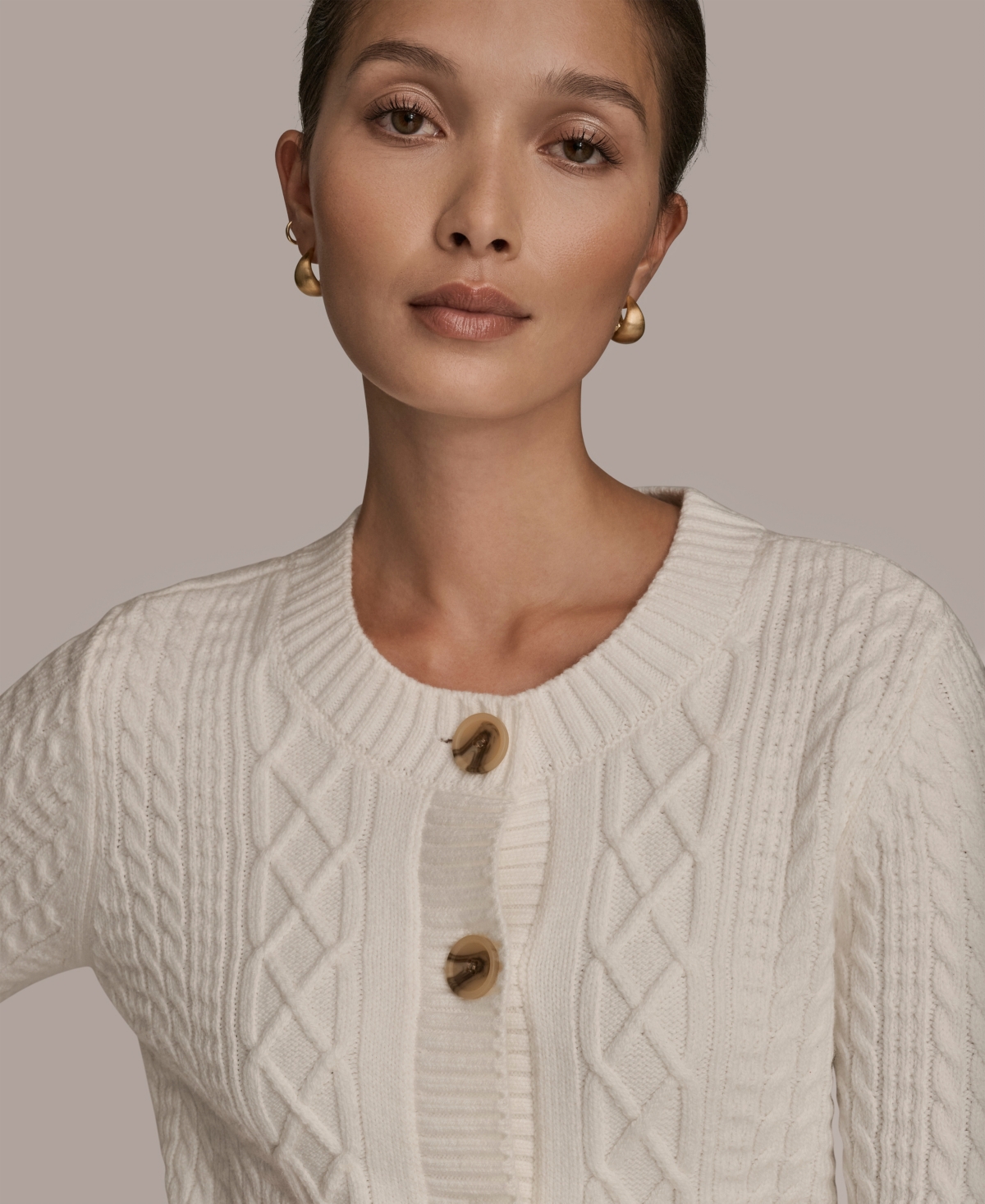 Donna Karan Weekend Women's Long-Sleeve Crewneck Cardigan Sweater