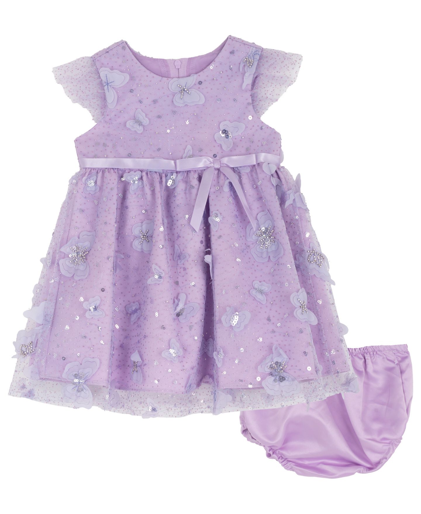 Платье Rare Editions Short-Sleeve 3D Butterfly Social Dress для девочек-малышей, цвет: Фиолетовый — фото 2