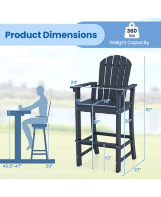 Set of 2 HDPE Counter Height Bar Stools for Outdoor Patio