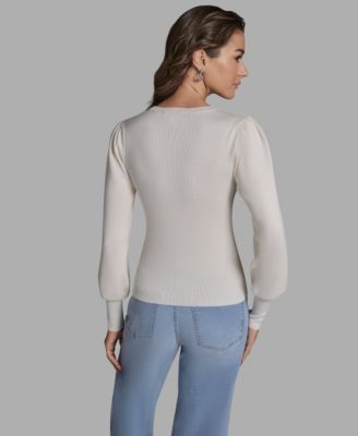 Women's Crewneck Long Balloon-Sleeve Sweater