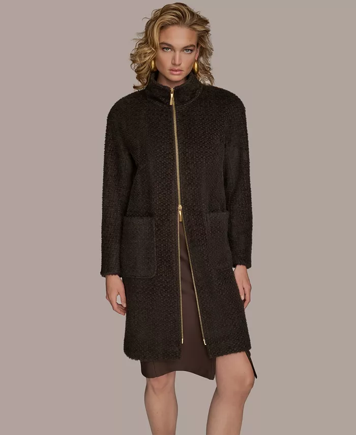Women's Zip Front High Collared Coat - thumbnail 9