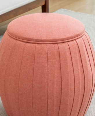 17" Polyester Round Accent Storage Ottoman