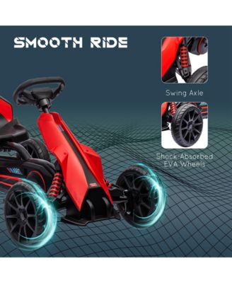 Kids Pedal Go Kart, Outdoor Ride on Toy with Adjustable Seat, Swing Axle, Handbrake, 4 Non-Slip EVA Wheels for Boys and Girls Aged 3-8 Years Old