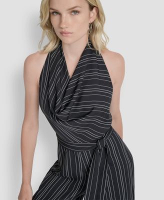 Women's Sleeveless Wide Leg Ankle Jumpsuit