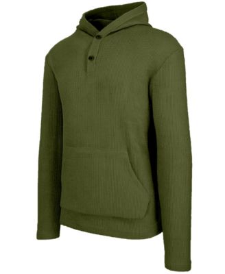 Men's Regular-Fit Waffle Knit Thermal Henley Hoodie