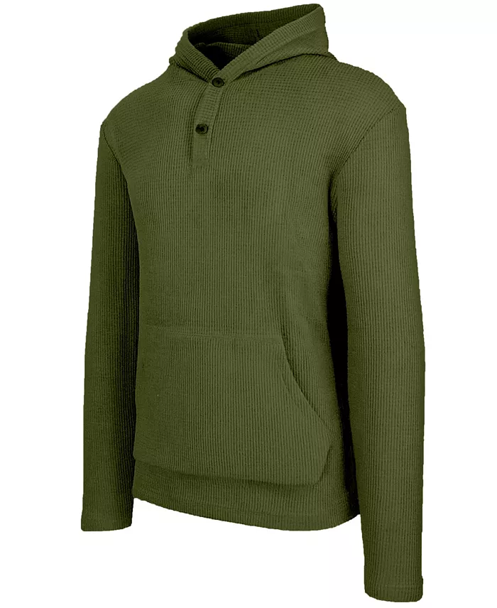 Men's Regular-Fit Waffle Knit Thermal Henley Hoodie - thumbnail 7
