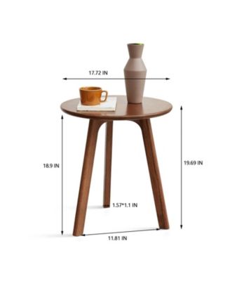 CASAINC Solid Oak Wood Round End Table, Natural Finish