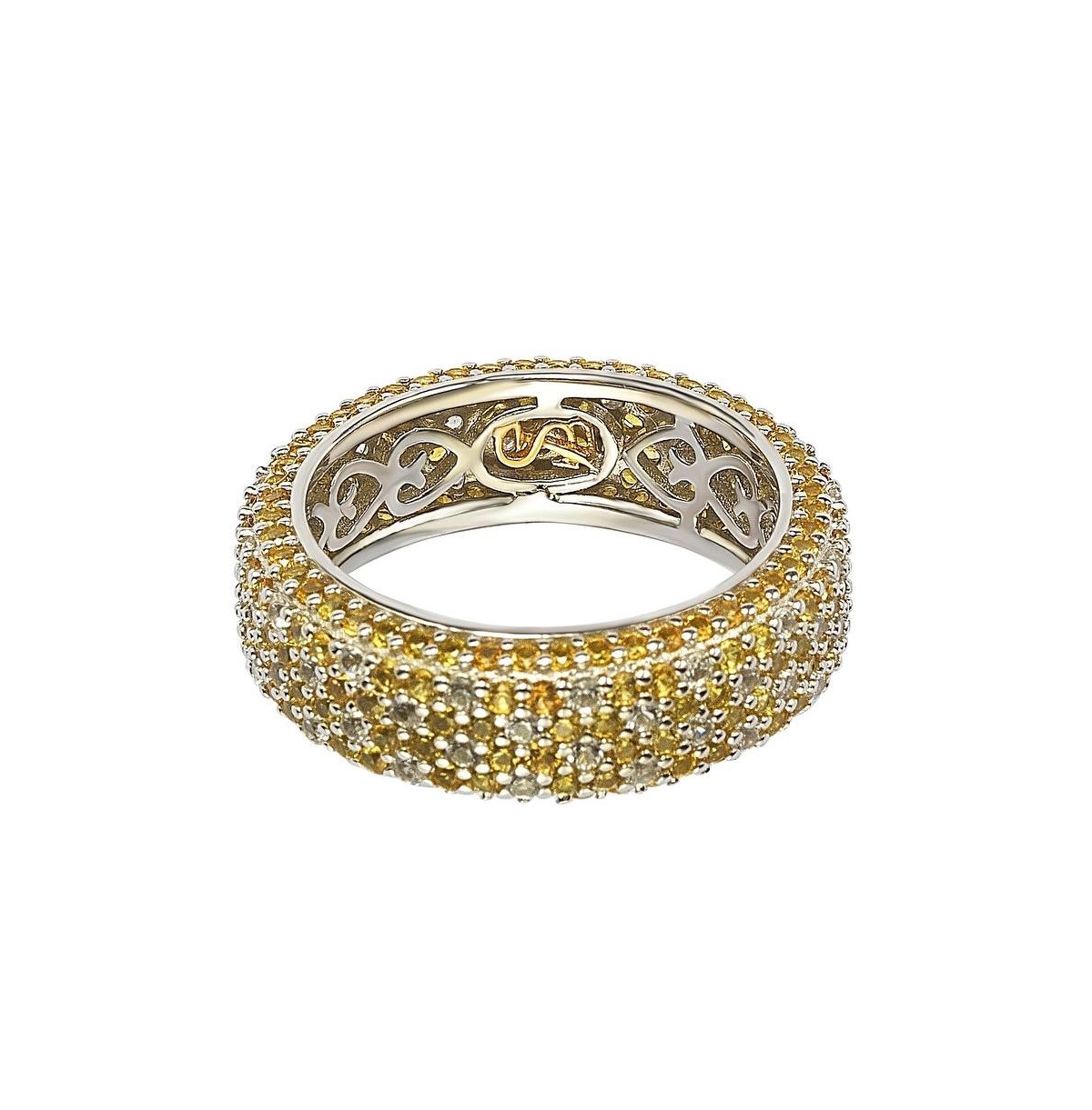 Suzy Levian Sterling Silver Sapphire Pave Eternity Band Ring