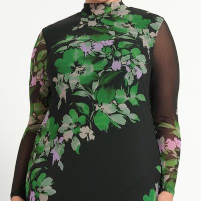 Plus Size Fiora Long Sleeve Mesh Dress