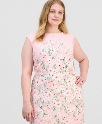 Plus Size Floral Sleeveless Sheath Dress