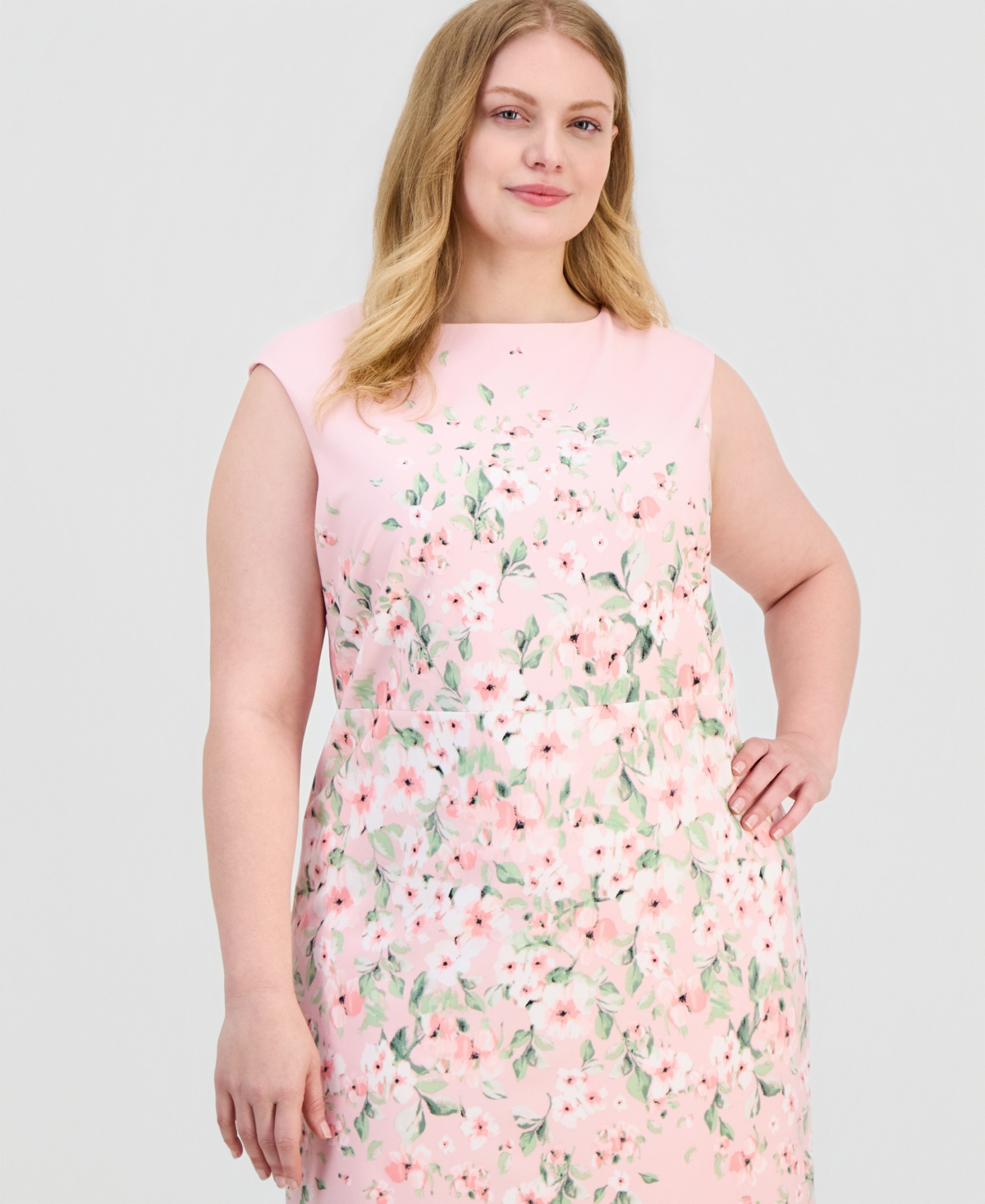 Kasper Plus Floral Sleeveless Sheath Dress