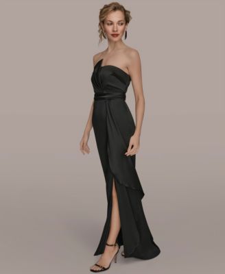 Women's Asymmetric Twist Strapless Gown
