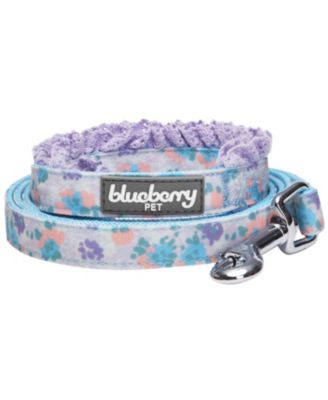 Made Well Floral Print Dog Leash in Light Blue 5 Ft Size Small