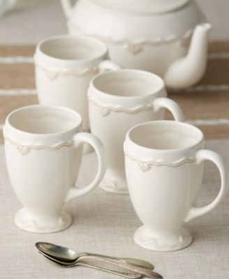 Heritage Scroll Mugs, Set of 4, Service For 4
